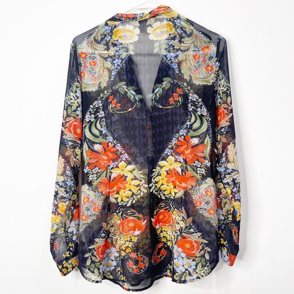Cabi Floral Sheer Blouse Size Small S - Picture 8 of 10